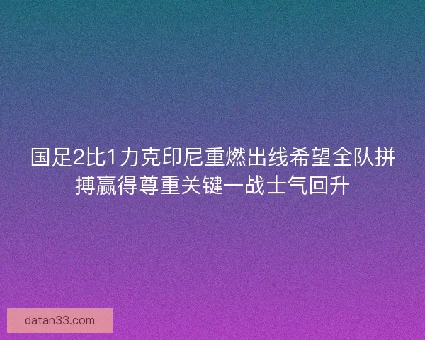 国足2比1力克印尼重燃出线希望全队拼搏赢得尊重关键一战士气回升