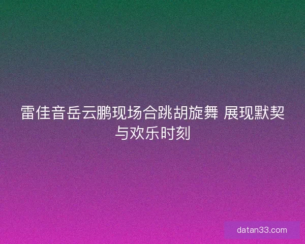 雷佳音岳云鹏现场合跳胡旋舞 展现默契与欢乐时刻